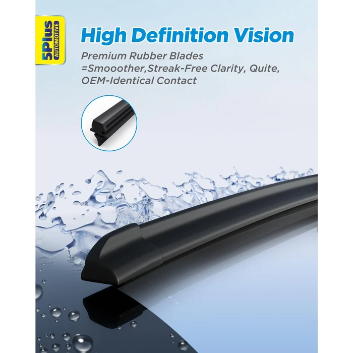 5 PLUS Windshield Wipers Replacement for 2018-2025 Nissan Leaf Windshield Wipers, 26"+16" Wiper Blades with 14 inch Rear Wiper Blade-Premium All-Season Wiper Blades-26"/16"/14" (Pack of 3) J- HOOK by 5 PLUS - Image 8