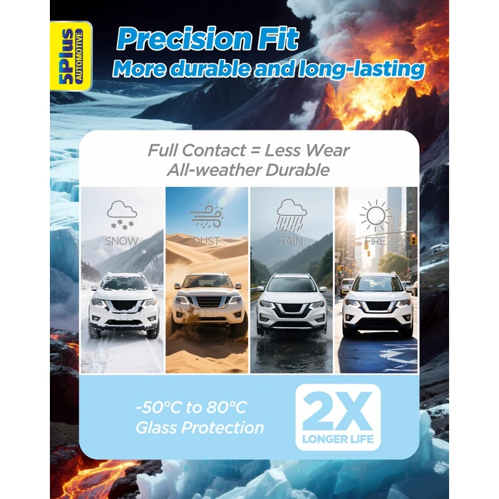 5 PLUS Windshield Wipers Replacement for 2018-2025 Nissan Leaf Windshield Wipers, 26"+16" Wiper Blades with 14 inch Rear Wiper Blade-Premium All-Season Wiper Blades-26"/16"/14" (Pack of 3) J- HOOK by 5 PLUS - Image 9