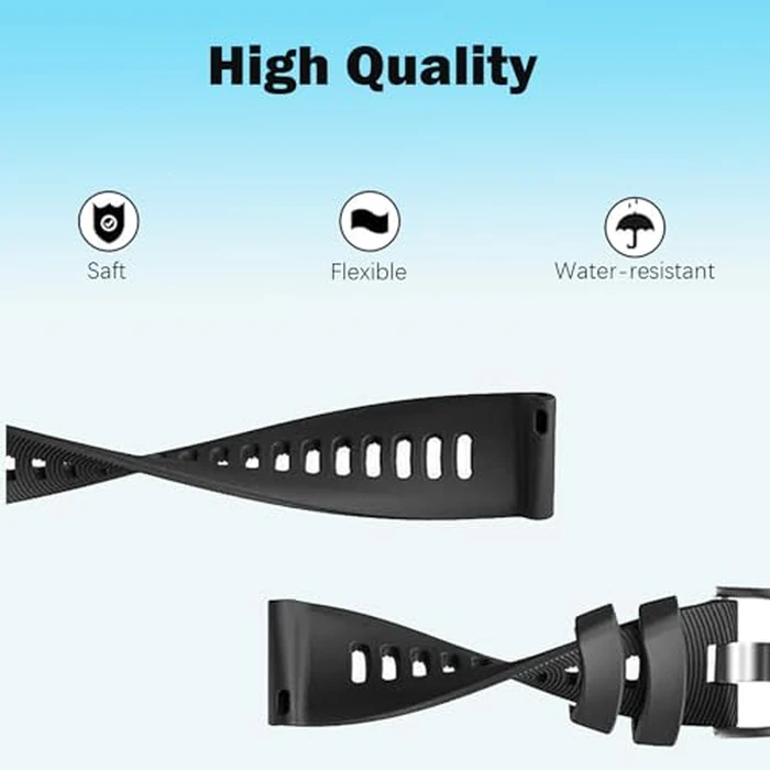 2 Pack Waterproof Bands Compatible with Garmin Forerunner 245/55 Watch Band, 20mm Replacement Strap for Forerunner 245 Music Watch Bands (black/balck) by Gleenice - Image 5