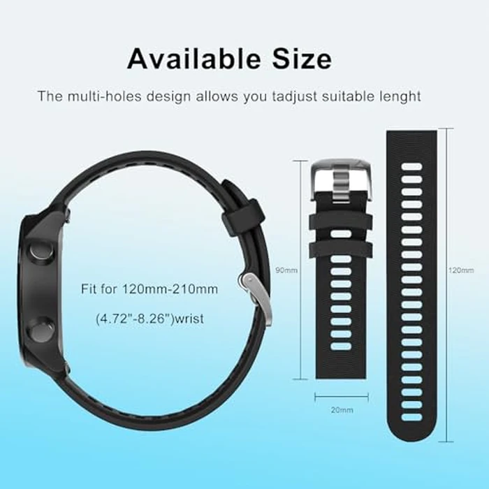 2 Pack Waterproof Bands Compatible with Garmin Forerunner 245/55 Watch Band, 20mm Replacement Strap for Forerunner 245 Music Watch Bands (black/balck) by Gleenice - Image 7