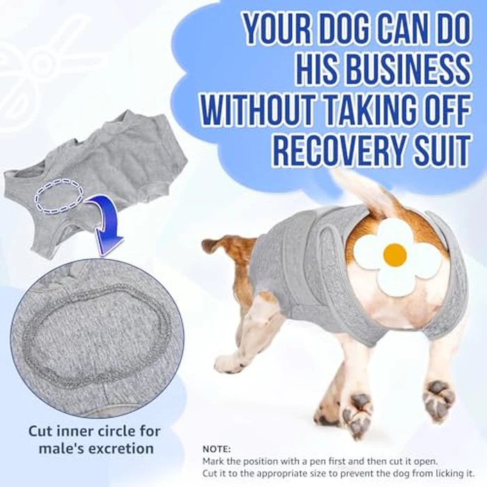 SlowTon Dog Surgery Recovery Suit - Zipper On Dog Onesies After Surgery for Female Male Dogs, Abdominal Wounds Bandages Cone/E-Collar Alternative Dogs Surgical Body Suit Anti-Licking (Grey, S) by SlowTon - Image 4