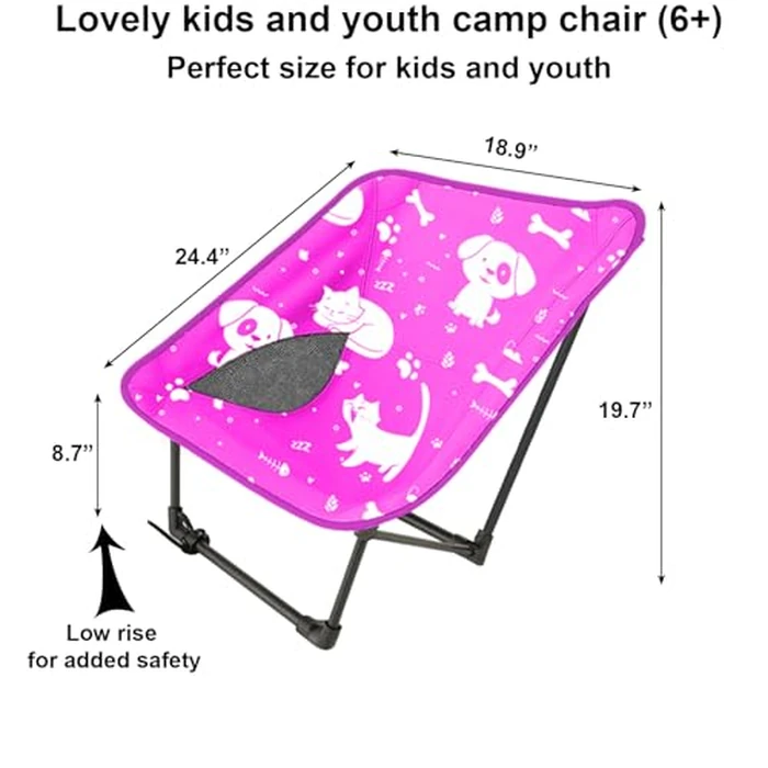 KidzAdventure Youth and Kids Camping Chair | Ultra Lightweight, Foldable and Heavy Duty | Ideal Indoor/Outdoor Kid Chair for Camping, Beach, Sports and Lawn (Pink) by KidzAdventure - Image 2