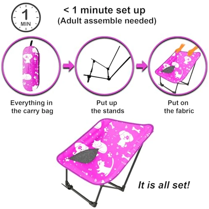 KidzAdventure Youth and Kids Camping Chair | Ultra Lightweight, Foldable and Heavy Duty | Ideal Indoor/Outdoor Kid Chair for Camping, Beach, Sports and Lawn (Pink) by KidzAdventure - Image 5