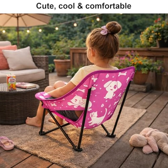 KidzAdventure Youth and Kids Camping Chair | Ultra Lightweight, Foldable and Heavy Duty | Ideal Indoor/Outdoor Kid Chair for Camping, Beach, Sports and Lawn (Pink) by KidzAdventure - Image 7