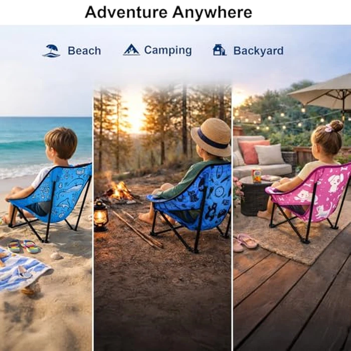 KidzAdventure Youth and Kids Camping Chair | Ultra Lightweight, Foldable and Heavy Duty | Ideal Indoor/Outdoor Kid Chair for Camping, Beach, Sports and Lawn (Pink) by KidzAdventure - Image 8