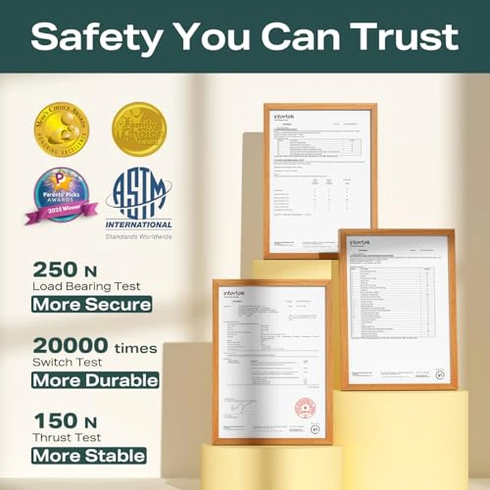 Cumbor 29.7-40.6" Baby Gate for Stairs, Mom's Choice Awards Winner-Dog Gate for Doorways, Pressure Mounted Auto-Close Pet Gates for Dogs Indoor, Safety Child Gate with Easy Walk Thru Door, Brown by Cumbor - Image 5