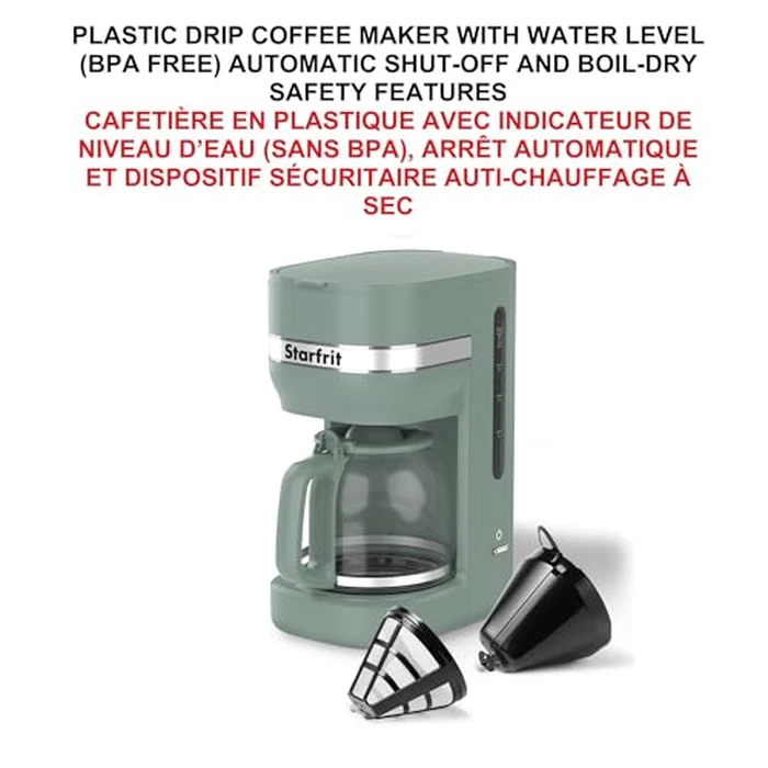 Starfrit 10-Cup Coffee Maker - Keep Warm Function - Reusable Filter Basket - Easy to clean - 900W - Sage by Starfrit - Image 4