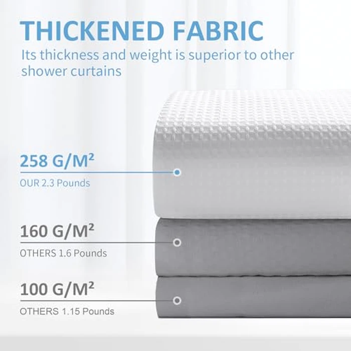 FY&XZH Heavy-Duty Waffle Weave Shower Curtain with Stainless Steel Hooks, Thick Fabric for Bathroom, Hotel, Spa & Salon-72 W x 84" H (White) by FY&XZH - Image 4