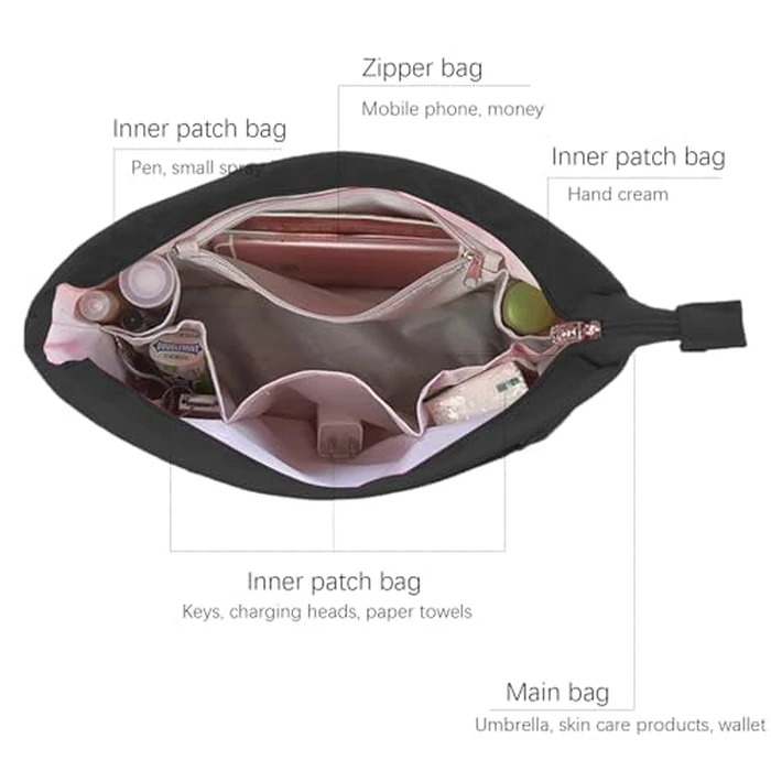 Lckaey Purse organizer insert for neverfull handbag is compatible with more similar brands of tote bag-nylon organizer 3055black-L by Lckaey - Image 4