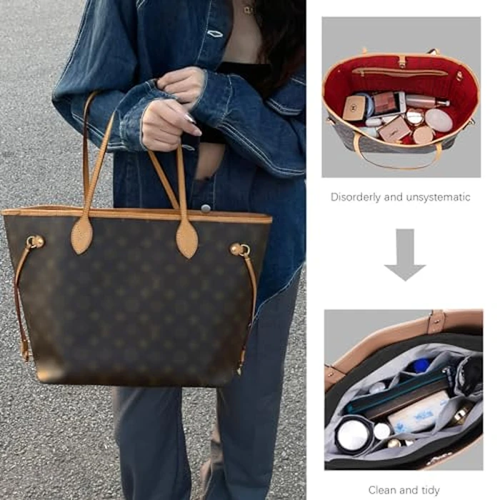 Lckaey Purse organizer insert for neverfull handbag is compatible with more similar brands of tote bag-nylon organizer 3055black-L by Lckaey - Image 7