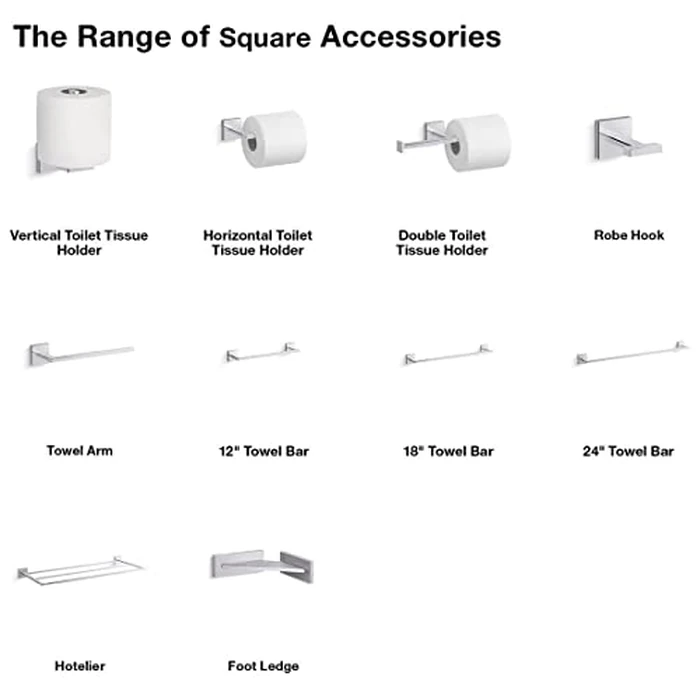 KOHLER K-23294-BL Square 18 Inch Grab Bar, Installation Hardware Included, 300lb Capacity, Matte Black by Kohler - Image 6