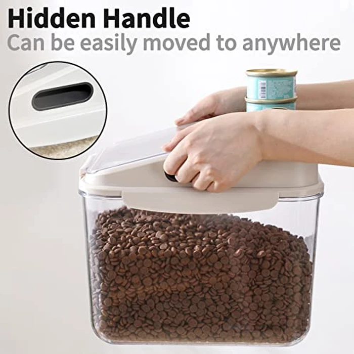 Fhiny 5.5LB Dog Food Storage Container, Airtight Pet Treat Bin Translucent Dry Food Grain Storage Barrels Sealed Bucket Moisture-Proof Plastic Cat Puppy Food Bin with Seal Locking Lid Keep Fresh by Fhiny - Image 3