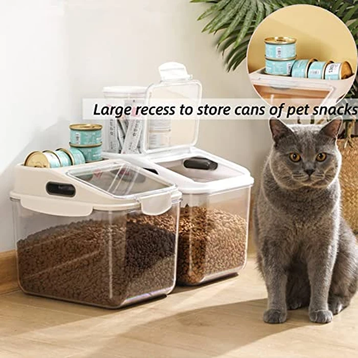 Fhiny 5.5LB Dog Food Storage Container, Airtight Pet Treat Bin Translucent Dry Food Grain Storage Barrels Sealed Bucket Moisture-Proof Plastic Cat Puppy Food Bin with Seal Locking Lid Keep Fresh by Fhiny - Image 4