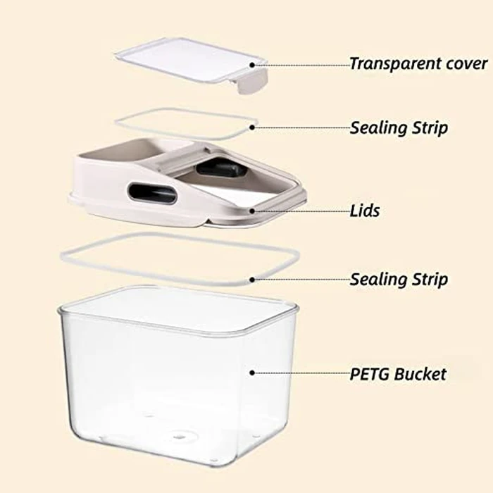 Fhiny 5.5LB Dog Food Storage Container, Airtight Pet Treat Bin Translucent Dry Food Grain Storage Barrels Sealed Bucket Moisture-Proof Plastic Cat Puppy Food Bin with Seal Locking Lid Keep Fresh by Fhiny - Image 9