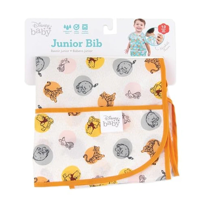 Bumkins Disney Short Sleeve Bib for Girl or Boy, Toddler and Kids for 1-3 Years, Large Size, Essential Must Have for Junior Children, Eating, Mess Saving Soft Fabric Play Apron, Winnie and Friends by Bumkins - Image 6