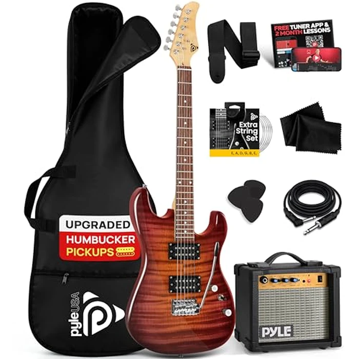 Pyle 39” Electric Guitar Starter Kit- with 10W Amp, Full-Size 6-String, 2 Humbucker Pickups, 3-Way Selector, Classic S-Style Tremolo- Includes Gig Bag, Tuner, Strap, Picks, Extra Strings & Allen Key by Pyle - Used - Very Good condition - CA$155.75