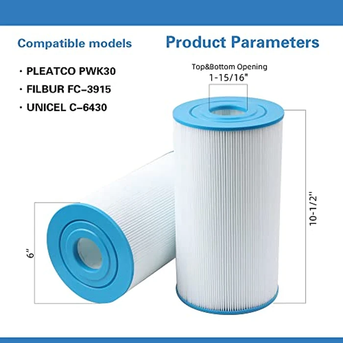 AmiBron 71825 Replaces Hot Springs Spa Filters, Compatible with Watkins 31489, Unicel C-6430, Pleatco PWK30, Filbur FC-3915, P/N0969601, 73178, 73250, 30 sq.ft.Pleated Fabric Filter Media 5 Pack by AmiBron - Image 2