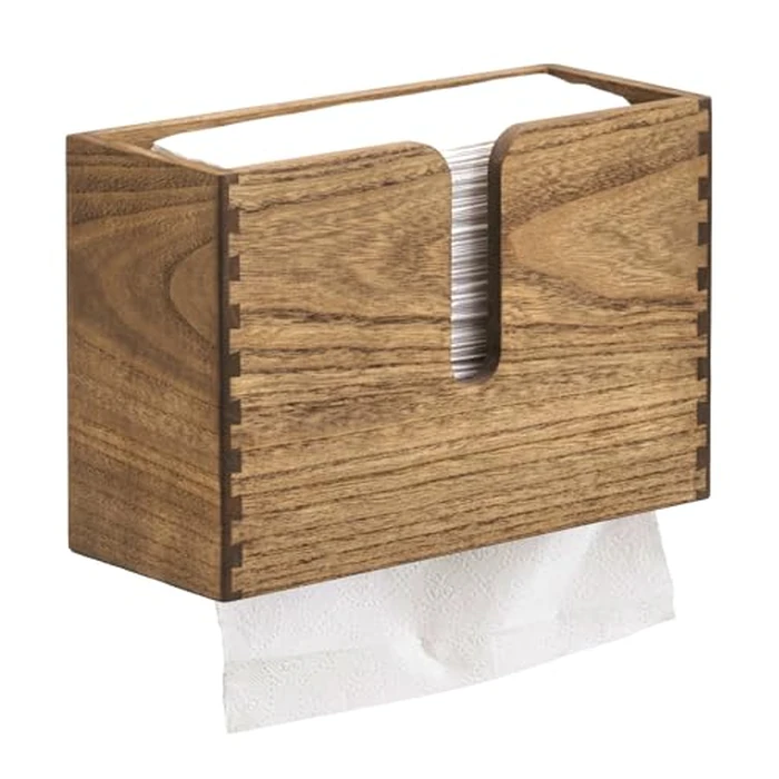 Kirigen Wood Wall Mounted Paper Towel Dispenser CZH-DBR- Dark Brown Paper Towel Holder Countertop for Kitchen Restroom Decor and Bathroom - Holds C Fold, Z Fold, Trifold Hand Tissue Napkins by KIRIGEN - Used - Like New condition - CA$27.27