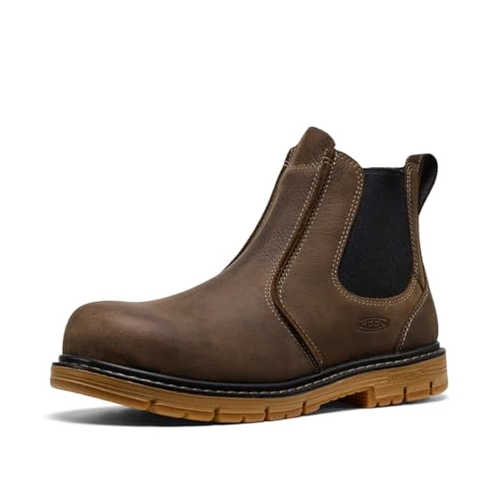 KEEN Utility Men's CSA San Jose Chelsea Alloy Aluminum Toe 90 Degree Heel Pull On Work Boots, Cascade Brown/Gum, 7 EE by KEEN Utility - Used - Like New condition