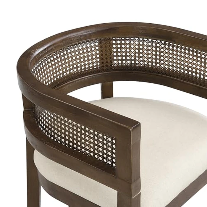 Christopher Knight Home Maida Wooden Counter Stool Set of 2, Kitchen Counter Height Bar Stool, Cocktail Stool with Rattan Round Backrest, Fabric Upholstered Chair for Bar Table, Beige+Walnut by Christopher Knight Home - Image 9