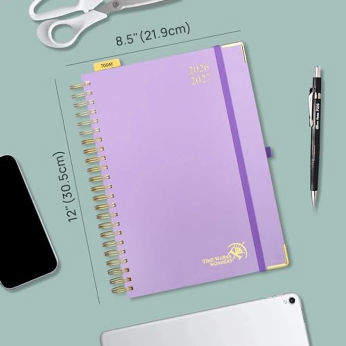 POPRUN 2026-2027 Daily Planner One Page Per Day, Large Size 8.5" x 12", Daily Calendar Book with July 2026 to June 2027, Academic Hardcover Appointment Book with Hourly Time Slots, Spiral Bound, Monthly Tabs - Black by POPRUN - Image 2
