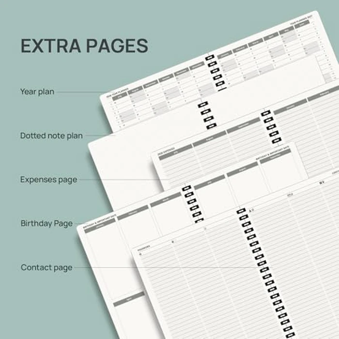 POPRUN 2026-2027 Daily Planner One Page Per Day, Large Size 8.5" x 12", Daily Calendar Book with July 2026 to June 2027, Academic Hardcover Appointment Book with Hourly Time Slots, Spiral Bound, Monthly Tabs - Black by POPRUN - Image 5