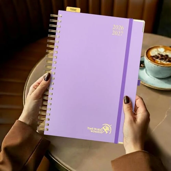 POPRUN 2026-2027 Daily Planner One Page Per Day, Large Size 8.5" x 12", Daily Calendar Book with July 2026 to June 2027, Academic Hardcover Appointment Book with Hourly Time Slots, Spiral Bound, Monthly Tabs - Black by POPRUN - Image 7