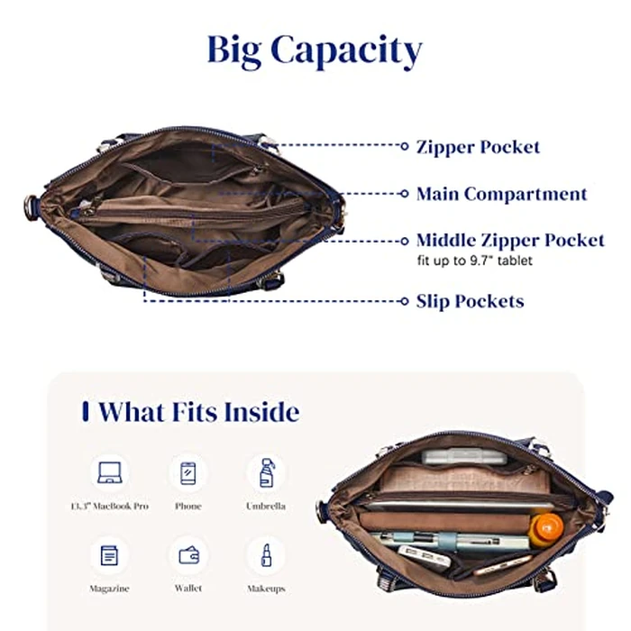 S-ZONE Women Genuine Leather Handbag Shoulder Purse Satchel Tote Crossbody Bag by S-ZONE - Image 4