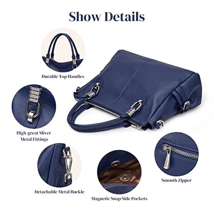 S-ZONE Women Genuine Leather Handbag Shoulder Purse Satchel Tote Crossbody Bag by S-ZONE - Image 5