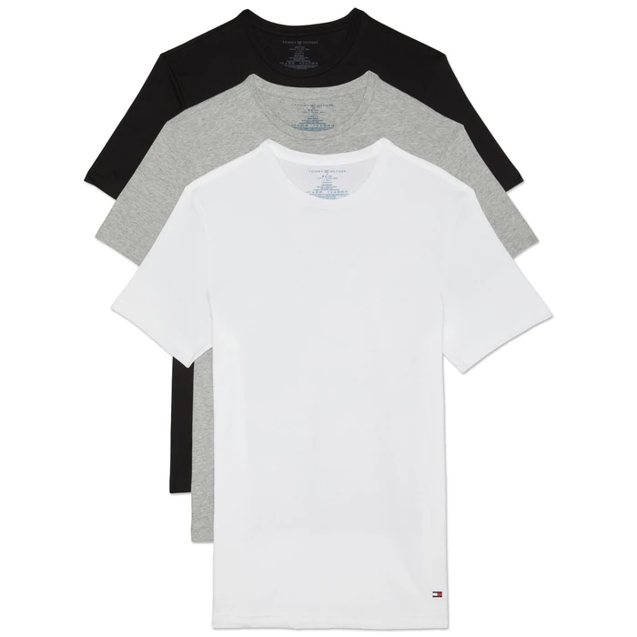 Tommy Hilfiger Men's Undershirts 3 Pack Cotton Classics Crew Neck T-Shirt Underwear, Black Pepper, S by Tommy Hilfiger - Image 1