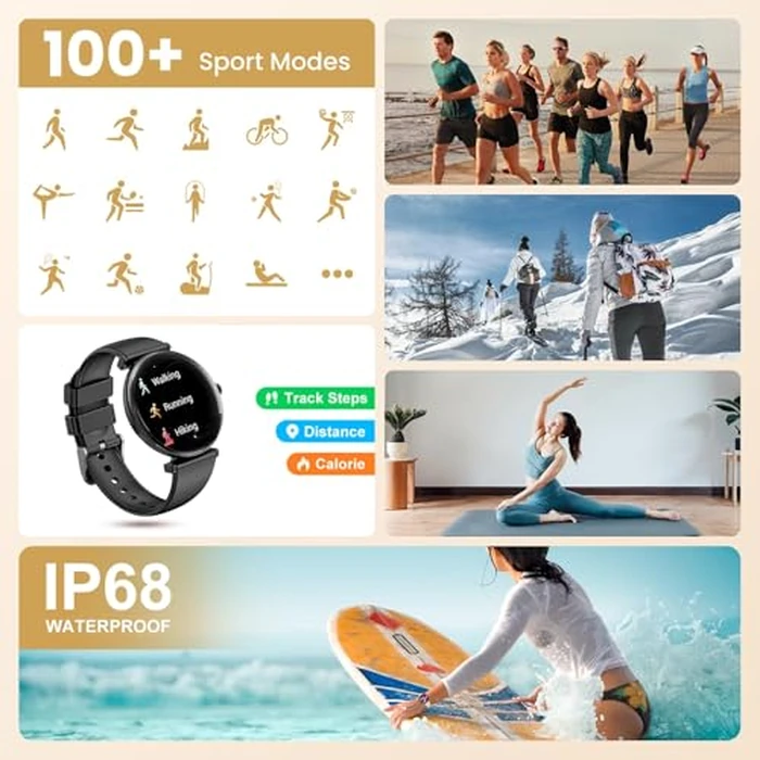 Smart Watch for Women Call/Answer/Big Dial,1.43" AMOLED Micro-Spherical Curved Screen,Fitness Tracker with Heart Rate/Sleep Monitor,IP68 Waterproof Smartwatch for Android iOS Phones by Hwagol - Image 2