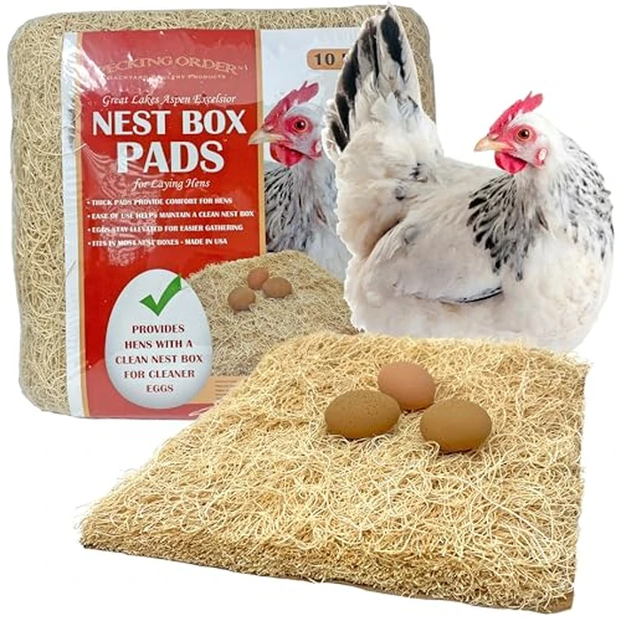 Nest Box Pads for Chicken Nesting Boxes - 13 x 13 Pads Made in USA from Sustainably Sourced Aspen Excelsior (10 Pack) by Pecking Order - Used - Like New condition