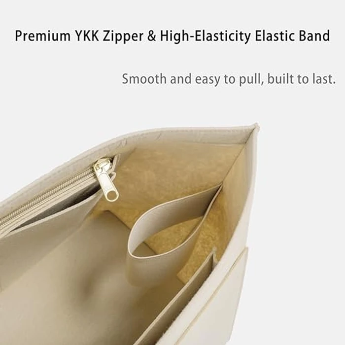 ATSEKTZ Purse Organizer Insert for Longchamp Le Pliage Tote Bag, Lightweight Felt Handbag Organizer with Cup Holder and Zipper Pocket, Compact Storage Insert for Totes and Handbags Beige-S by ATSEKTZ - Image 7