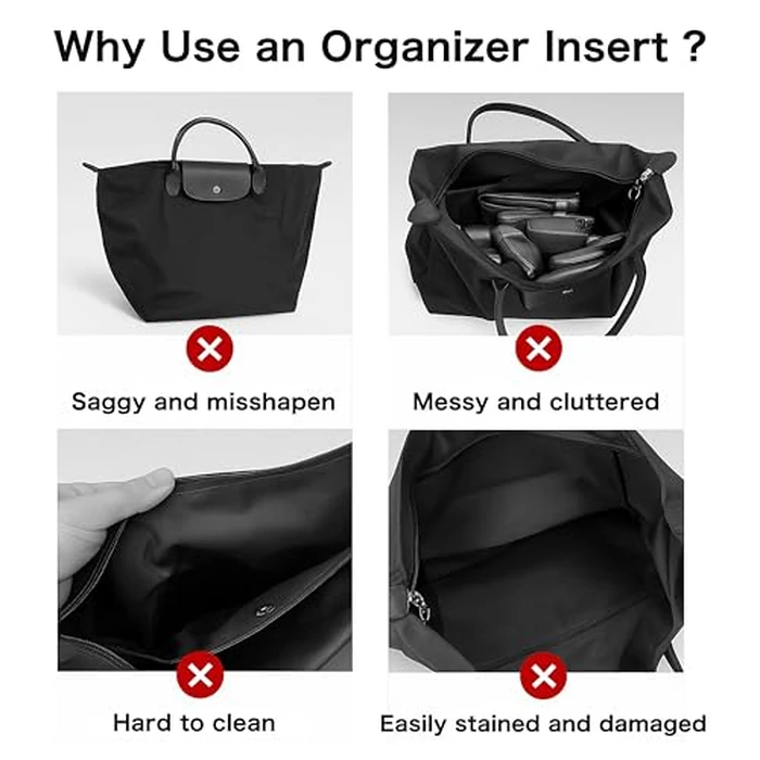 ATSEKTZ Purse Organizer Insert for Longchamp Le Pliage Tote Bag, Lightweight Felt Handbag Organizer with Cup Holder and Zipper Pocket, Compact Storage Insert for Totes and Handbags Beige-S by ATSEKTZ - Image 8