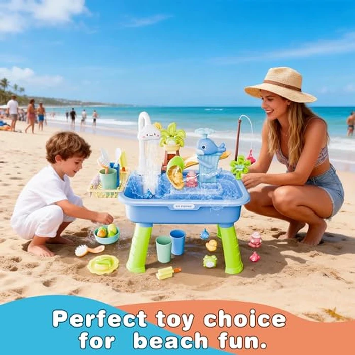 2026 Upgraded Water Table for Toddlers 3+, Water Table for Kids Ages 4-8 with Pump, Play Sink with Running Water, Kitchen Sink for Toddlers, Fishing Game and Outside Sensory Toys (Blue) by Cosminy - Image 6