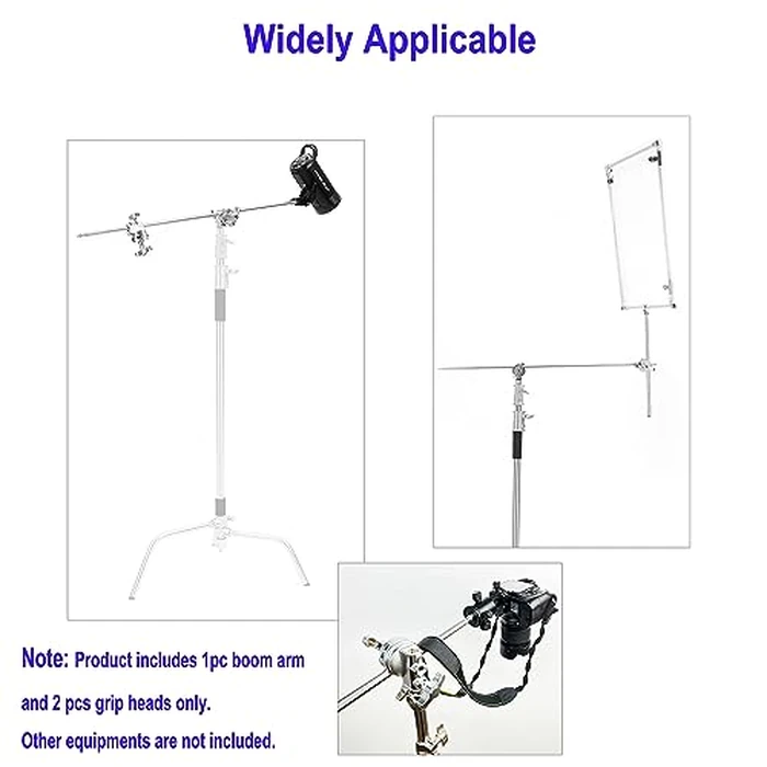 PHOCUS 42 inch C Stand Boom Arm, Extension Grip Boom Arm with 2 Pieces Swivel Grip Head for Photography C Stand Light Stand Reflector Flag and Other Studio Video Equipment by PHOCUS - Image 6