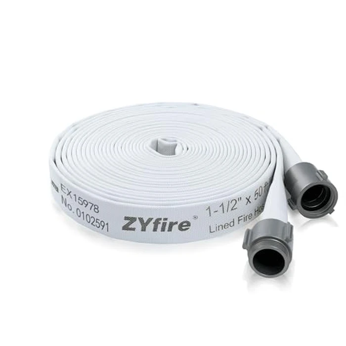 ZYfire Fire Hose - 1-1/2" ID x 50 FT Single Jacket EPDM Firefighter Hose with M x F NST/NH Aluminum Couplings 750 PSI Burst Pressure Lightweight for Use in Firefighting by ZYfire - Used - Like New condition - CA$99.85