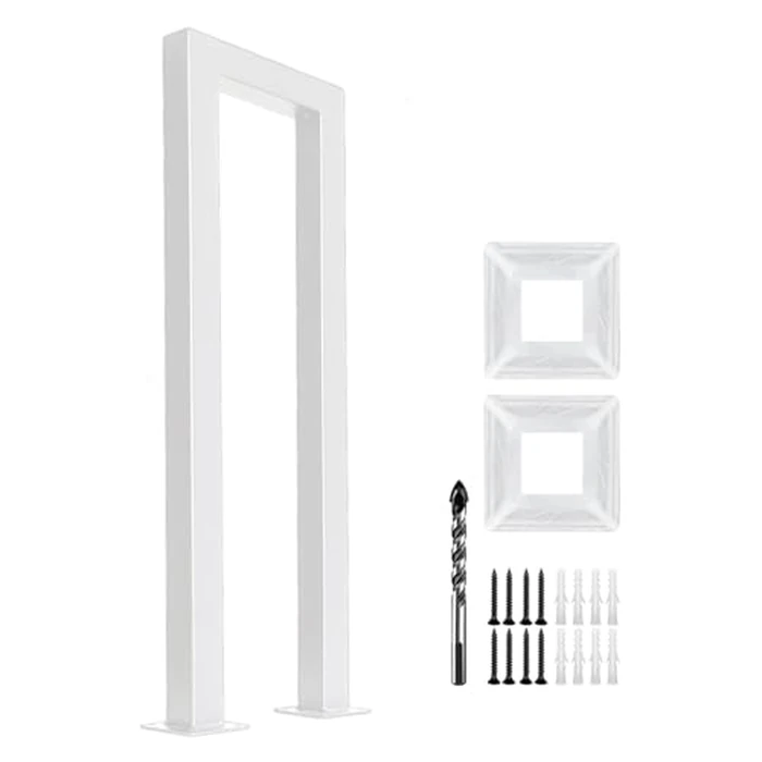 JuneFanwei 3FT White Sturdy Non-Slip U-Shaped Safety Guardrail, Equipped with Decorative Cover, Retro Industrial Iron Handrail, Stylish & Safe Grab Bars, for Indoor and Outdoor Steps by JuneFanwei - Image 1