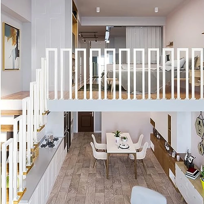 JuneFanwei 3FT White Sturdy Non-Slip U-Shaped Safety Guardrail, Equipped with Decorative Cover, Retro Industrial Iron Handrail, Stylish & Safe Grab Bars, for Indoor and Outdoor Steps by JuneFanwei - Image 5