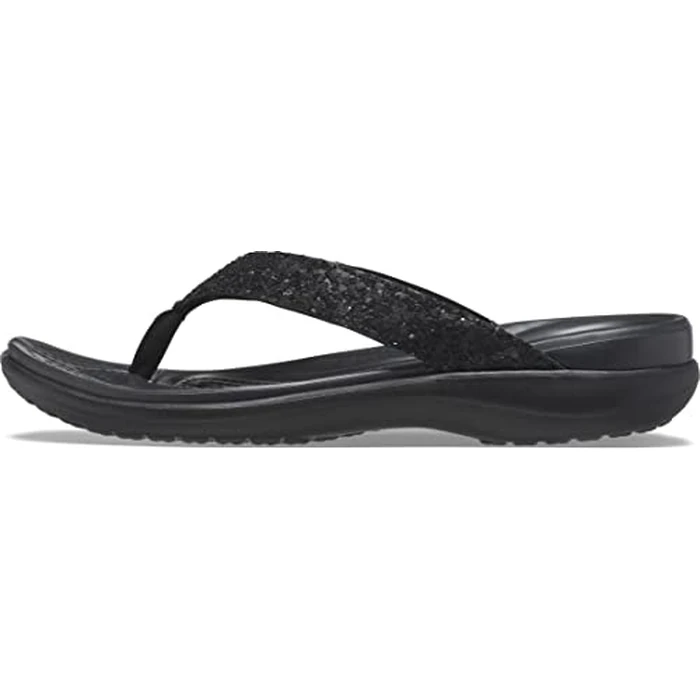 Crocs Women's Capri V Flip Flops | Sandals for Women, Black Glitter, 10 Women by Crocs - Image 1