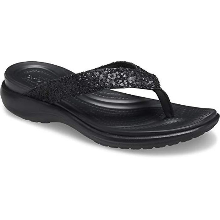 Crocs Women's Capri V Flip Flops | Sandals for Women, Black Glitter, 10 Women by Crocs - Image 2