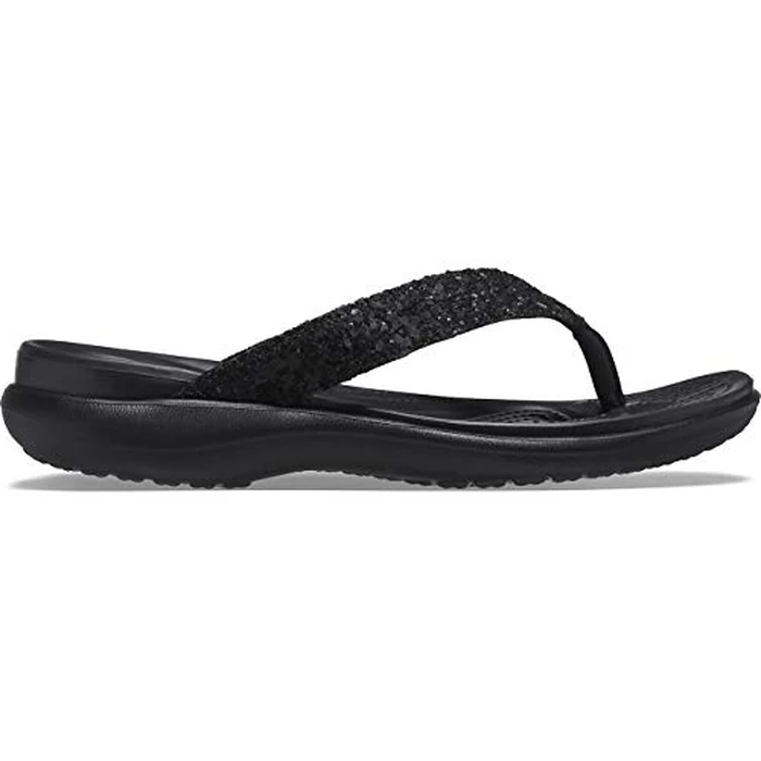 Crocs Women's Capri V Flip Flops | Sandals for Women, Black Glitter, 10 Women by Crocs - Image 3