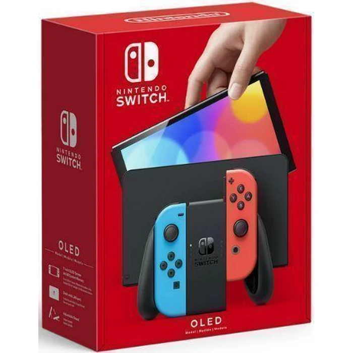 Nintendo Switch OLED Model Handheld Gaming Console - 64GB - Neon Blue/Neon Red by Nintendo - Refurbished - Premium condition