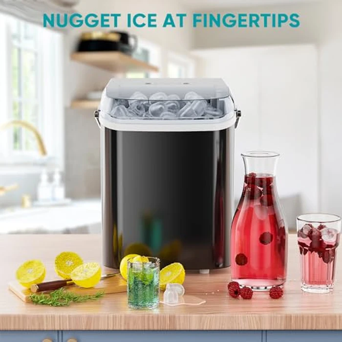 NEWBULIG Ice Makers Countertop with Handle, Portable Ice Machine, 9 Bullet Ice Cubes in 6 Mins, 26lbs in 24Hrs, Auto-Cleaning, with Basket and Scoop, for Home, Kitchen, RV, Camping,Black by NEWBULIG - Image 4