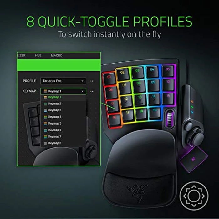 Razer Tartarus Pro Gaming Keypad: Analog-Optical Key Switches - Rapid Trigger - Adjustable Actuation - 32 Programmable Keys - Customizable Macros - Chroma RGB Lighting - Classic Black by Razer - Image 5