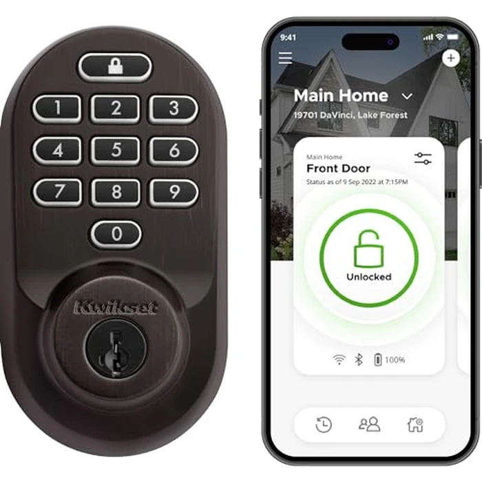 Kwikset Halo Wi-Fi Smart Lock, Keyless Entry Door Deadbolt, Geofence Auto-Unlock, Grade AAA Certified, No Hub Easy Install, Venetian Bronze Lifetime Finish Warranty, Backlit Keypad by Kwikset - Used - Acceptable condition