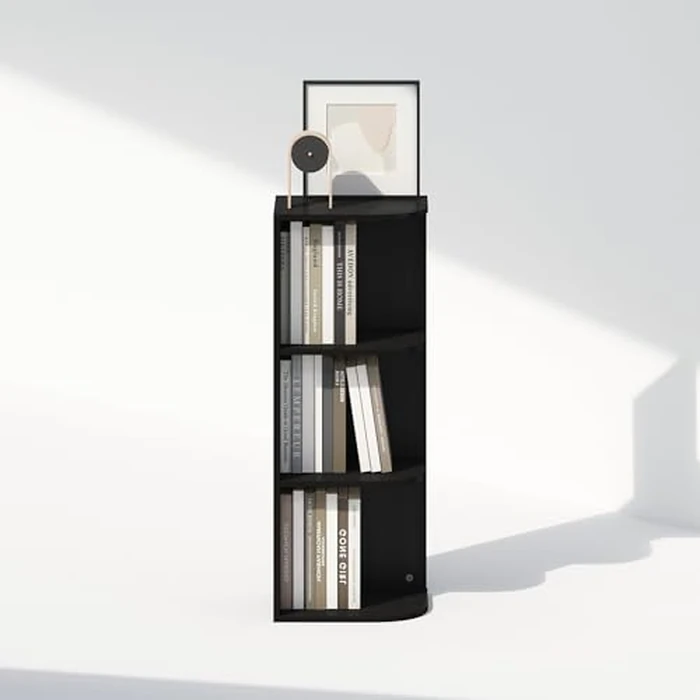 Furinno Reed Corner Shelf, 3-Tier Corner Bookshelf, Book Shelf, Corner Shelves, Storage Rack, for Organization and Storage, Home Office, Living Room, Blackwood by Furinno - Image 6