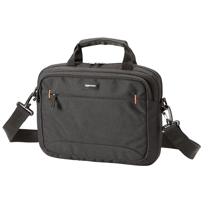Amazon Basics 11.6 inch Laptop Bag with Shoulder Strap and Handle, Briefcase with Large Capacity Compartments for Tablets and Accessories, Black, 1-Pack by Amazon Basics - Used - Very Good condition - US$10.34