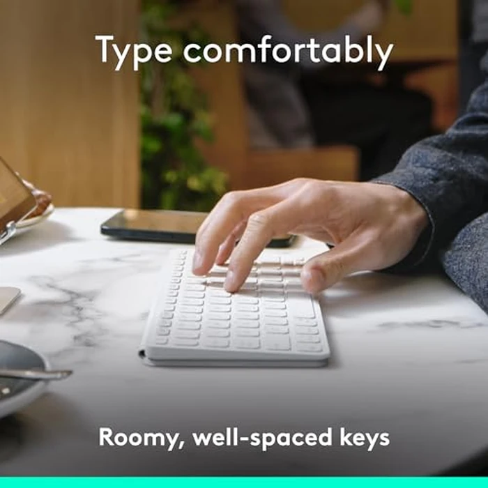 Logitech Keys-to-GO 2 Portable Wireless iPad Keyboard with Built-in Cover, Slim and Compact Bluetooth Keyboard for iPad, iPhone, Mac, and Apple TV, Easily Switch with Devices - Pale Grey by Logitech - Image 4