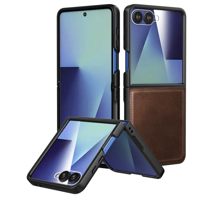 Foluu Leather Case for Samsung Galaxy Z Flip 7 with Front Built-in Screen Protector, PU Leather + Hard PC Shell Ultra Thin Slim Durable Protective Phone Cover for Galaxy Z Flip7 5G 2025 (Brown) by Foluu - Image 8